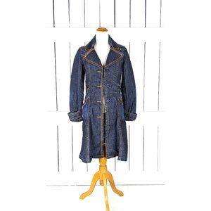 90s Kikit Jeans dark jean denim fitted long peacoat jacket small